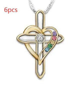 Cross Love Colorful Imitatio Gemstone Pendant Alloy Clavicle-Crosslove-5