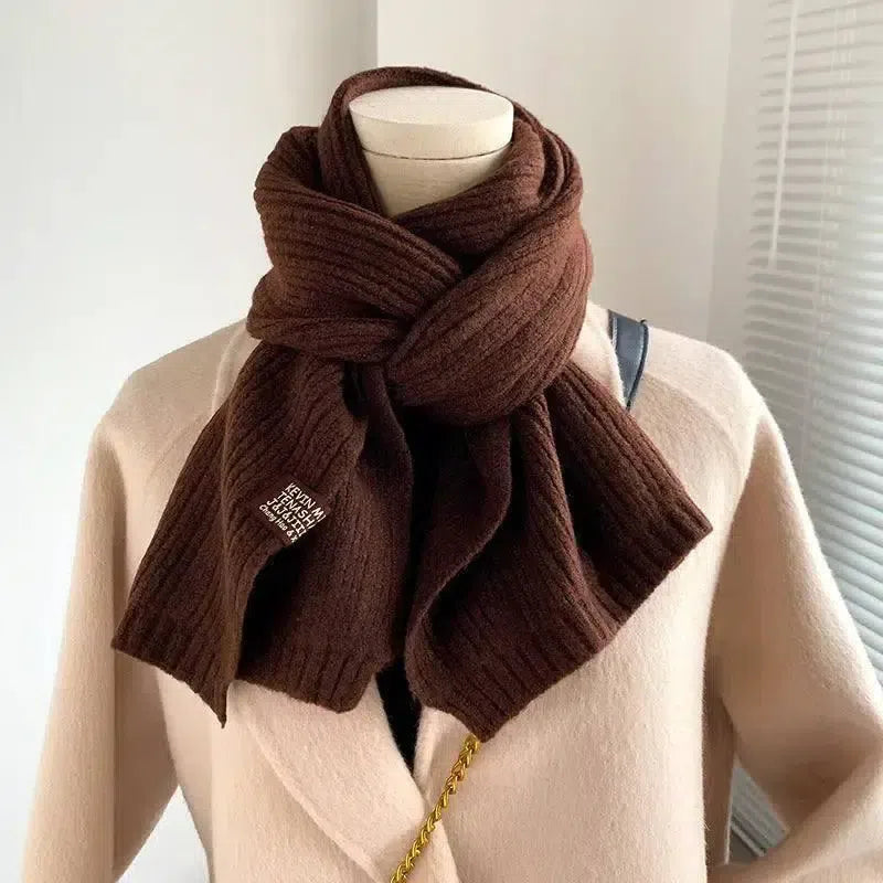 Decorative Cold Resistant Bib Solid Color Fashionable And-Brown-3