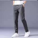 Drawstring Trousers Thin Casual Pants Korean Version Loose-Grey-3