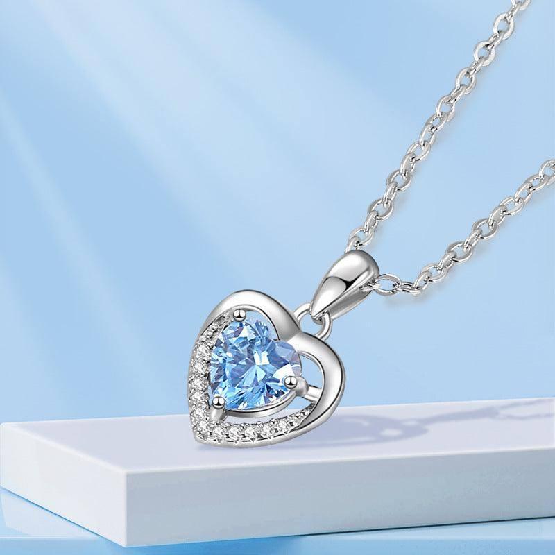 Elegant Heart Sapphire Pendant Necklace for Her-6