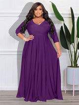 Wmstar Plus Size Party Dresses for Women Fall Clothes V Neck Bandage Big Hem Elegant Party Maxi Dress Wholesale Dropshipping-PURPLE-10