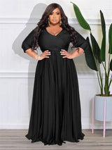 Wmstar Plus Size Party Dresses for Women Fall Clothes V Neck Bandage Big Hem Elegant Party Maxi Dress Wholesale Dropshipping-2