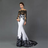 Embroidered Lace Maxi Dress With Fishtail Slim Tail-Black-1