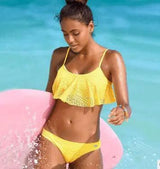 Europe and America sexy multicolor mesh bikini ladies sexy-Yellow-5