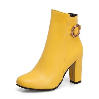 European and American high heel shoes-Yellow-7