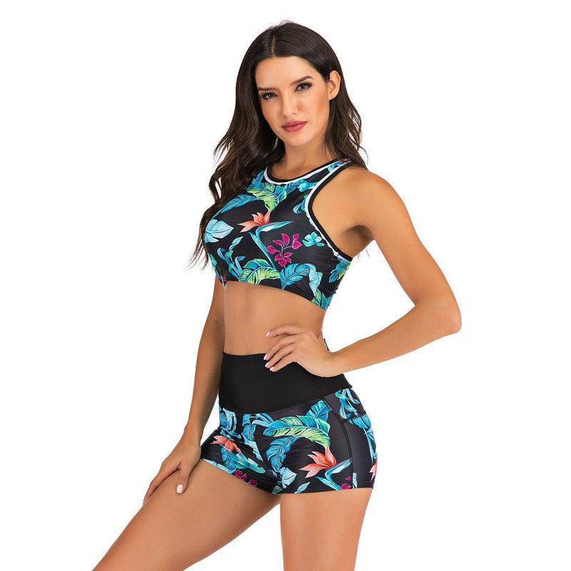 European and American Sports Vest Split Flat Angle Bikini-2