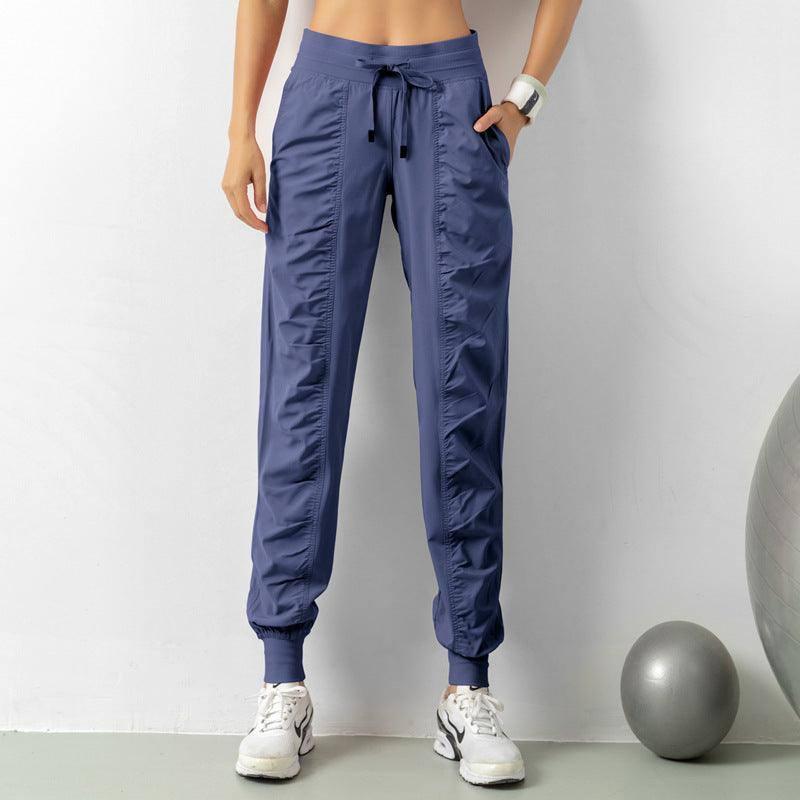 Fashion Casual Sports Pants For Women Loose Legs Drawstring-Navy Blue-6