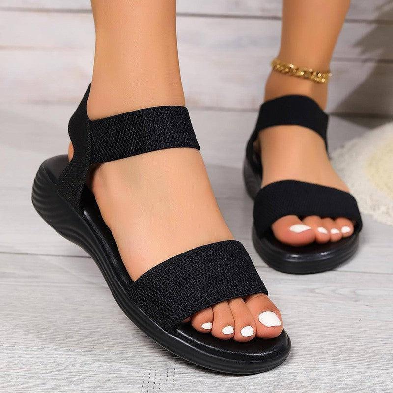 Fashion Color-block Elastic Sandals Summer Fashion Fish-Black-2