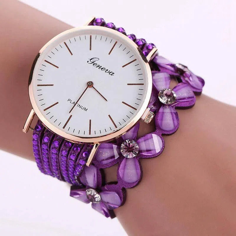 Fashion Geneva Flowers Watches Women Dress Elegant Quartz Bracelet Ladies Watch Crystal Diamond Wrist Watch Gift Reloj Mujer-8