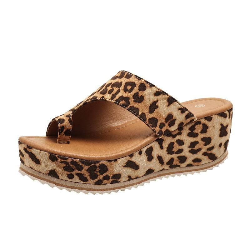 Fashion Leopard Print Wedge Slippers For Women New-Brown Leopard-6