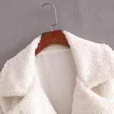 Fashion Simple Pure Color Women's Lapel Wool Coat-6