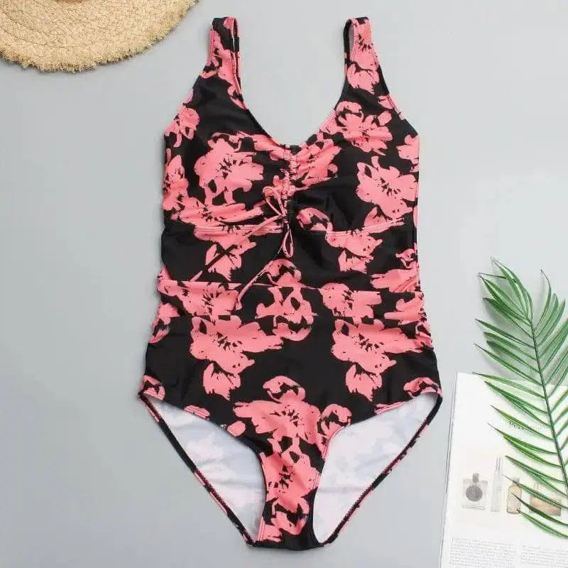 Five-Color Plus Size Fat Woman Swimsuit Plus Fat-Pink-2