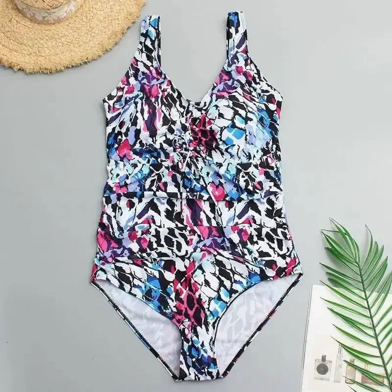 Five-Color Plus Size Fat Woman Swimsuit Plus Fat-Purple-6