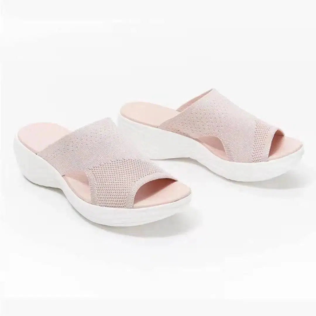 Flying Woven Lightweight Mesh Outer Wear Beach Sandals-Pink-4