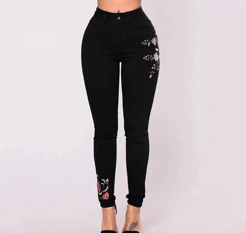 foreign trade black hole embroidered stretch cowboy-2