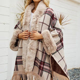 Fringe Cardigan Plaid Shawl Sweater Women's Dress-6