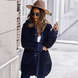 Furry Long Coat Winter Long-sleeved Double-faced Fleece Coat-NavyBlue-3