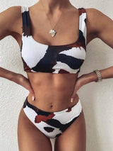 Gradient multicolor split female swimsuit-Cowcoffee-8