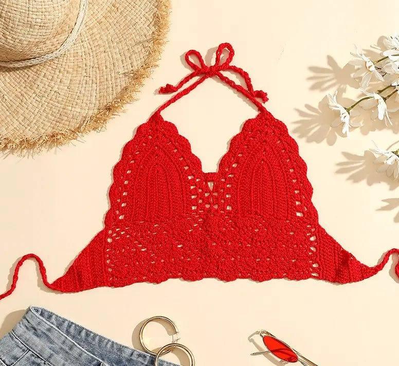 Hand crocheted bikini-Red-2