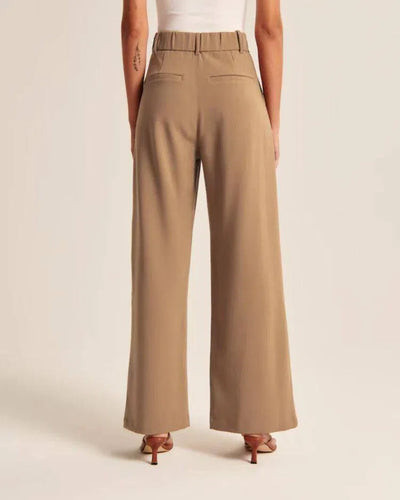 High Waist Straight Trousers With Pockets Wide Leg Casual Suit Pants For Women-2