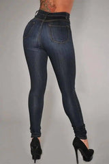 LOVEMI - High-waist stretch slim denim pants