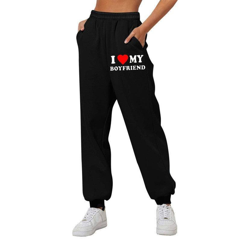 Comfy Love Statement Joggers for Her-Black front print-6