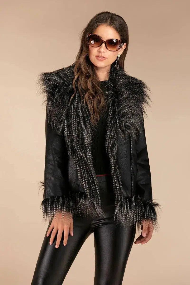 Imitation raccoon fur sheepskin leather jacket-2