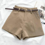 ITOOLIN Casual Women's Shorts A-line High Waist Short Chic-KHAKI5-7