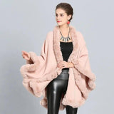 Knitted Scarf Shawl Cape-Pink-4