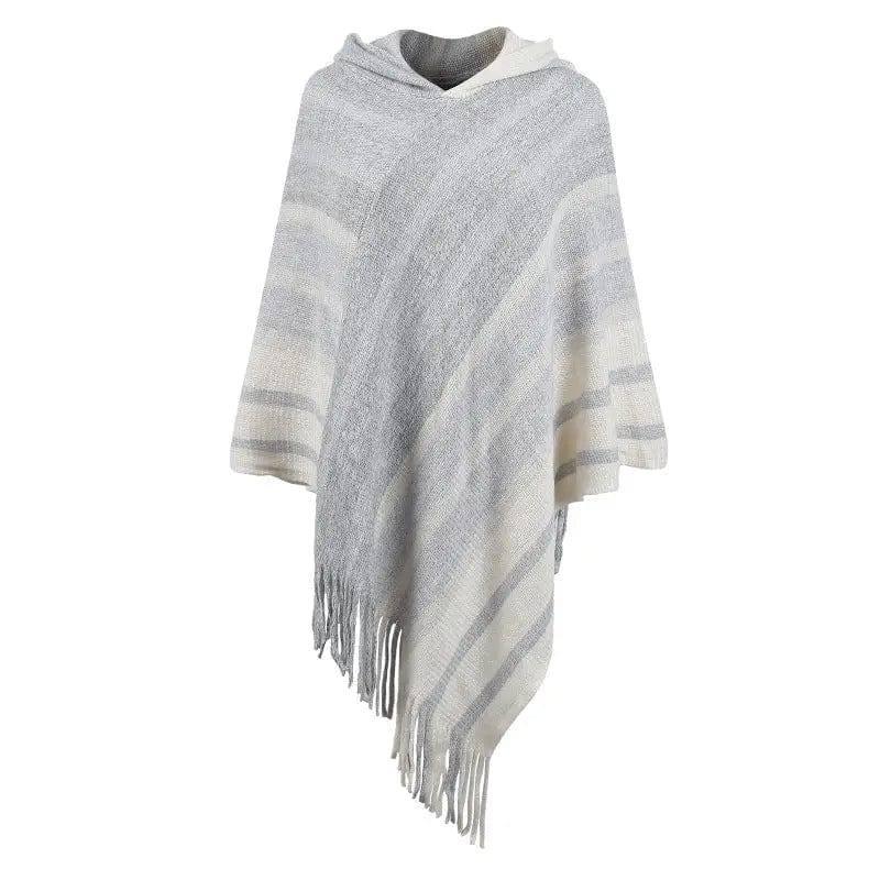 Knitted Tassel Shawl Cape Women-Apricot-7