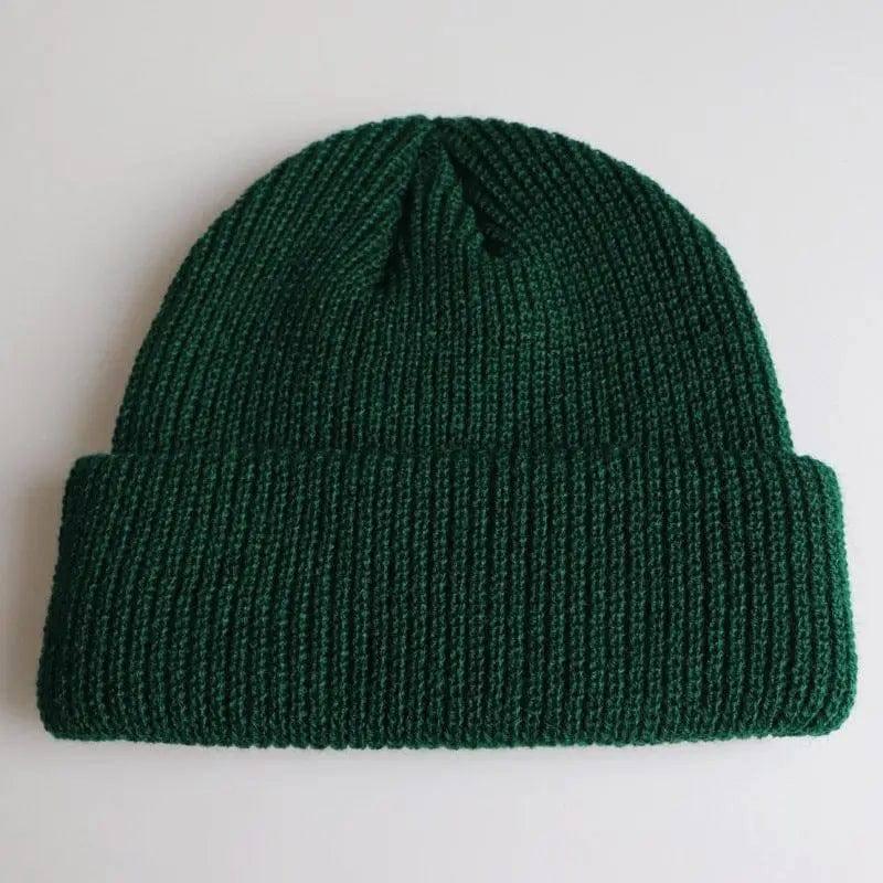 Knitted Woolen Cap Men And Women Melon Leather Cap-Green-3