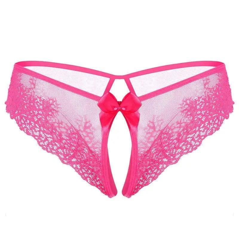 Lace Bow Sexy Non-take-off Thong Sexy Lingerie-Rosered-5