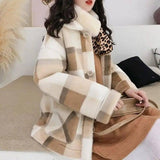 Ladies Fashion Wool Blend Faux Fur Coat-3