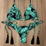 Ladies Swimsuit Colorblock Print Bikini Swimsuit-9