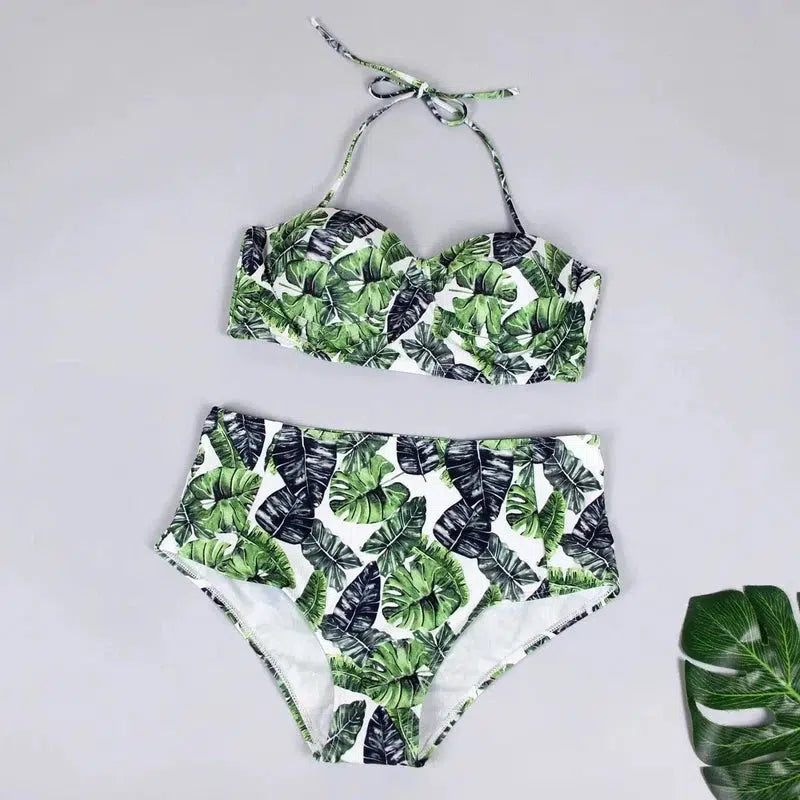 Ladies Swimsuit Fashion Print Ladies Split Swimsuit-B-6