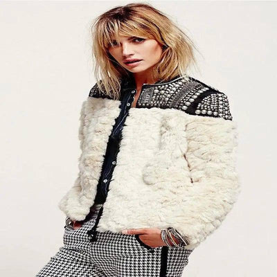 Lamb Wool Beaded Fur Short Coat Thickened Cashmere-1