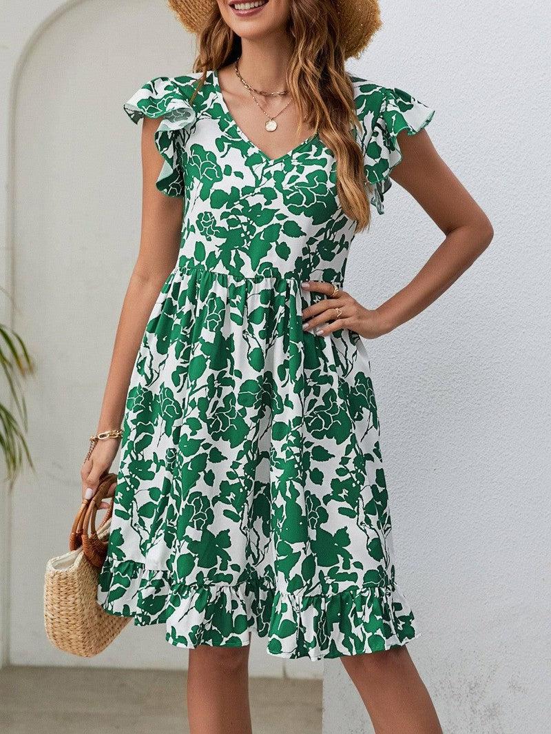 Chic Green and White Dress for Summer-7