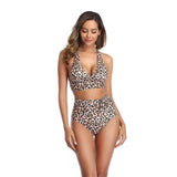 Leopard print sexy bikini split swimsuit-Lightbrown-6