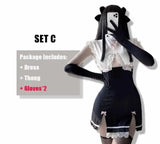 Lace-Back Uniform Costume-Dressandgloves-3