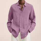 Long Sleeve Lapel Shirt Men's Loose Button Cardigan Sshirt-Pink-9