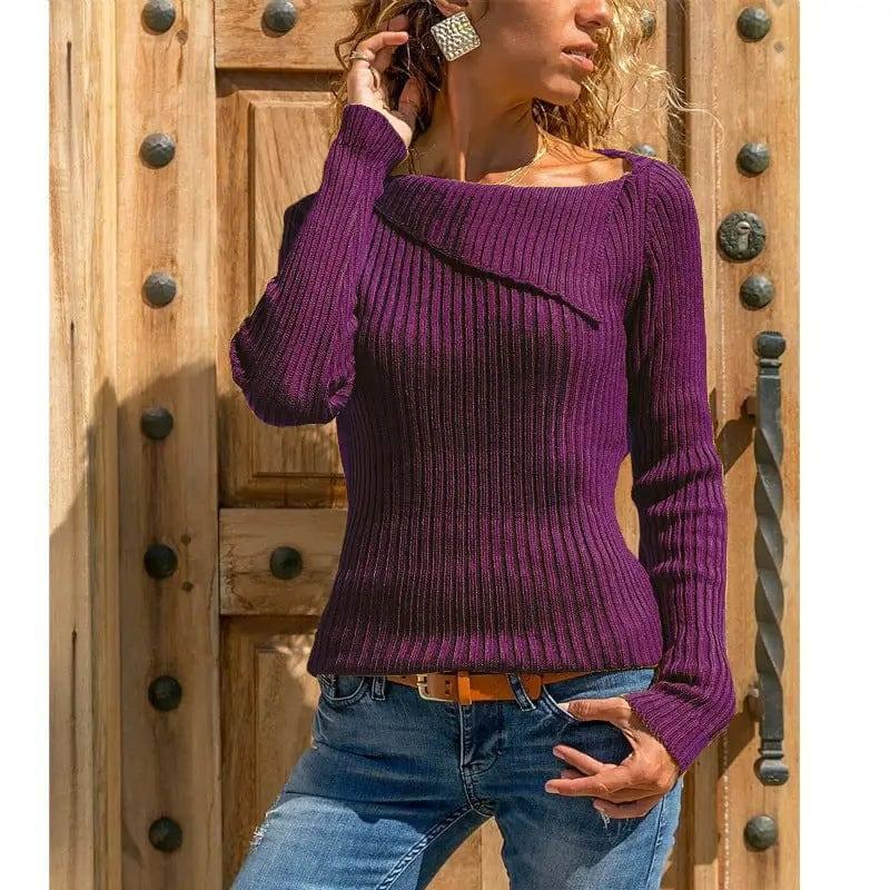 Long-sleeved sweater and sweater-Purple-1