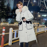 Long thick down jacket-White-1