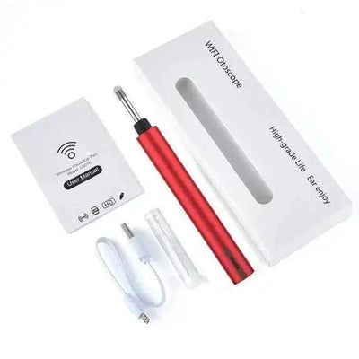 3.9mm Wireless WiFi Ear Pick Otoscope Camera Borescope-Red-2