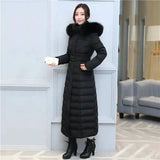 Belt super long down jacket-Black-2