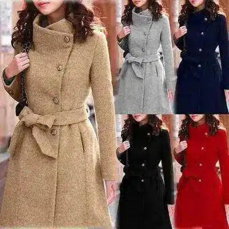 LOVEMI - Lovemi - Belted woolen coat with slim collar