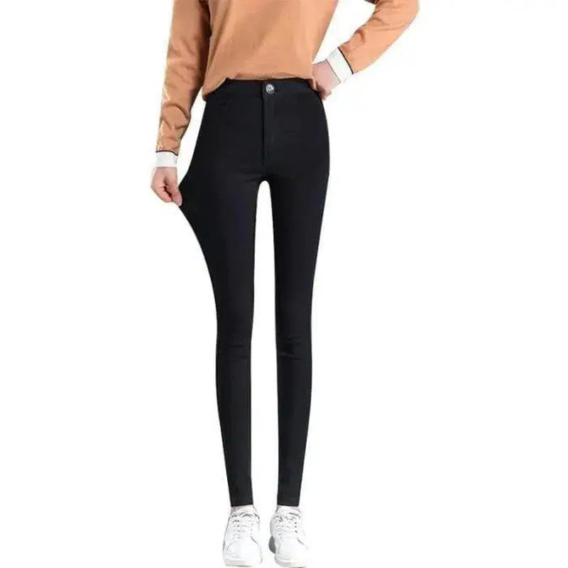 Black high-waist leggings and small feet pants-S-2