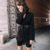 Women's Belted Blazer Romper-1