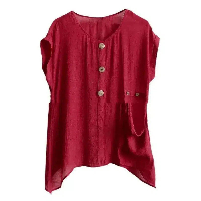 LOVEMI - Lovemi - Casual Women's Shirt Short Sleeve Pocket Pullover