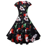 Christmas round neck short sleeve printed dress-JY14944-2