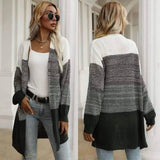 Color Block Bottoming V-Neck Knitted Sweater Women Jacket-1